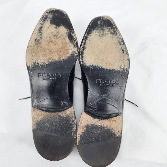 Prada Black Brushed Leather Oxford Men's Prada Size 8.5 US 9.5 Made in Italy - Picture 6 of 11
